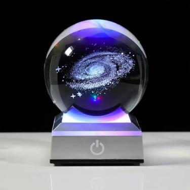 Imagem de Poetry Chess Bola de cristal de galáxia 3D com base de LED colorida, presentes de astronomia espacial, bolas transparentes, esfera de cristal, presentes religiosos para ela, aniversário, mulheres, mãe