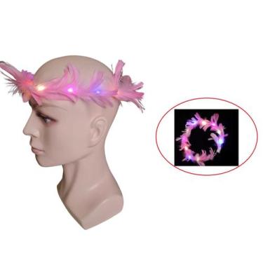 Imagem de Tiara Guirlanda Anjo Branco Com Penas Led Fantasia carnaval - Lynx pro