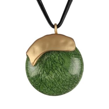 Imagem de joymiao Colar de couro para mulheres, pingente grande, gargantilha hippie, vintage, colar grosso, boêmio, para mulheres, Couro sintético, Sem Pedra Preciosa