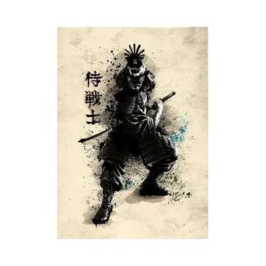 Imagem de Pôsteres De Arte De Parede De Samurai Japonês Moderno, Preto E Branco,