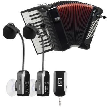 Imagem de EBJ Receptor de microfone de instrumento 2,4 G com ventosa removível para guitarra, violino, violoncelo, acordeão, alto-falantes, captação, desempenho de palco, redução de ruído ao vivo, alcance de