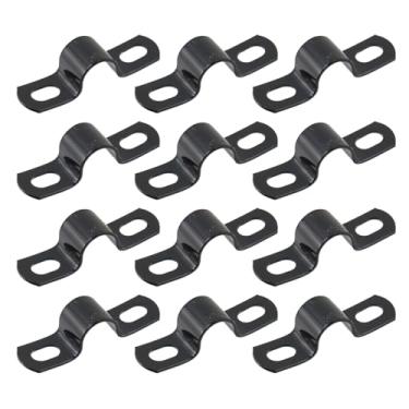 Imagem de Antrader Braçadeira de correia de tubo, correia de tubo rígido reforçada Braçadeiras de conduíte de aço inoxidável 304, ID 12 mm, preto (12 peças)