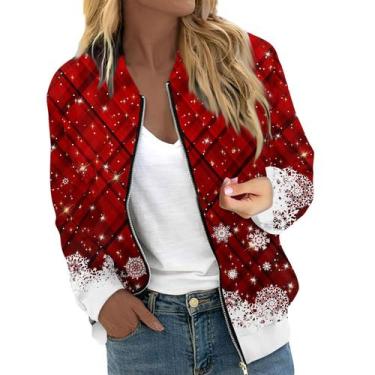 Imagem de Jaqueta JWNYJFB com estampa de árvore de Natal feminina, festa de Nata