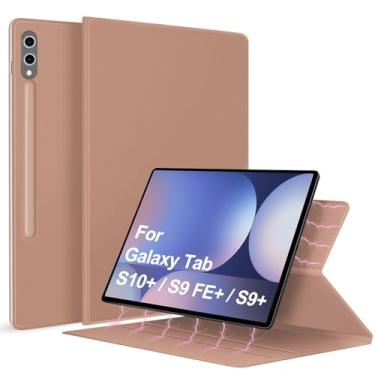 Imagem de DUNNO Capa magnética para Samsung Galaxy Tab S10+ Plus 12,4 polegadas 2024 / S9+ / S9 FE+ 12,4 polegadas 2023 com suporte S-Pen, capa fina e leve para tablet folio (ouro rosa)