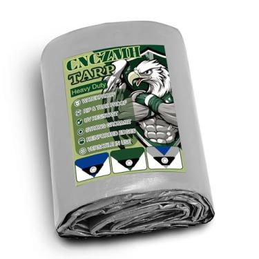 Imagem de CNCZMH Lona resistente à prova d'água, 16 mm de espessura com acabamento de tamanho ao ar livre, capa de lona multiuso, lona pequena para acampamento de abrigo de chuva de emergência (prata/azul, 3,7