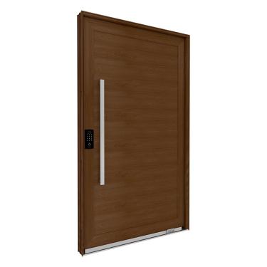Imagem de Porta de Alumínio Pivotante com Puxador de 1m Fechadura Digital 225cm X 130cm Lucasa Eccellente Marrom
