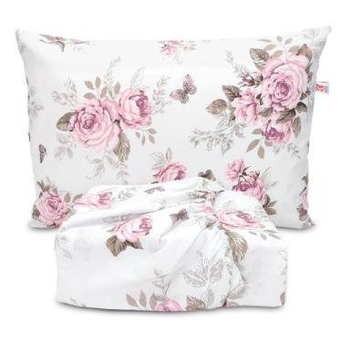 Imagem de Jogo De Lençol Solteiro Elástico Algodão Pol Estampado Cama Box 2 Peça