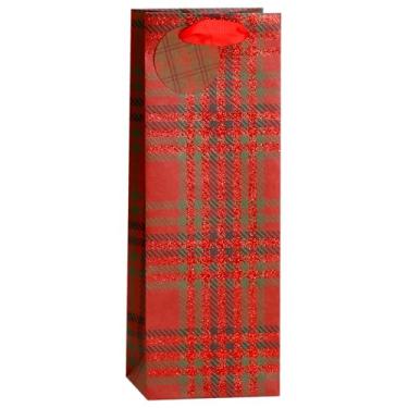 Imagem de Sacola de Papel p/Vinho Xadrez VM/VD