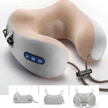Imagem de Travesseiro Massageador Cervical Elétrico com Aquecimento e Bluetooth – Almofada de Pescoço Portátil para Viagens, Escritório e Casa