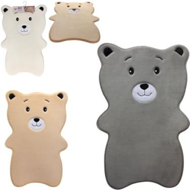 Imagem de Tapete Infantil Antiderrapante Grande 80cm Ursinho Sapo Gato Grande (Bege Ur)