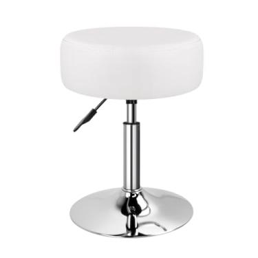 Imagem de WKWKER Banqueta ajustável para sala de maquiagem, banquinho giratório de maquiagem, pequeno otomano redondo para sala de estar, cadeira de maquiagem para quarto, spa, salão de beleza, estúdio (branco)