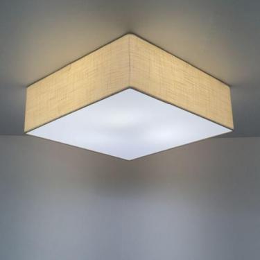 Imagem de Plafon Quadrado Md-3002 Cúpula em Tecido 50x50x15cm Palha - Bivolt - V