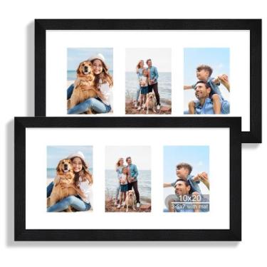 Imagem de Porta-retratos Hongkee Rustic Black Wood 10x20cm Conjunto de 2