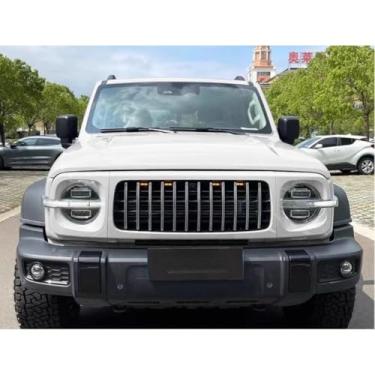 Imagem de Grade de para-choque de carro tiras decorativas kit de corpo de grade de corrida grade de para-choque dianteiro compatível com parte externa do tanque 300 (branco)