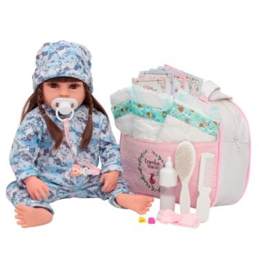 Imagem de Boneca Reborn Bebê Realista Silicone Pijama Bolsa Acessórios