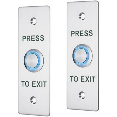 Imagem de Tellegloww 2 peças de botão de pressão para sair com LED Dc12v à prova d'água tipo campainha de porta de aço inoxidável redondo pedido de saída Tamanho padrão Push No&nc para controle de acesso à