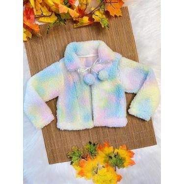 Imagem de Casaco Bolero Infantil Colorido de Lã Teddy Forrado para Inverno - Fab