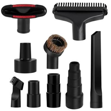 Imagem de Conjunto universal de acessórios de vácuo de 9 peças, acessórios de plástico de 3,5 cm com escova, bocal, adaptador de mangueira para aspiradores úmidos/secos, compatível com acessórios Shop Vac