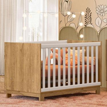 Imagem de Berço Americano Mini Cama Q Encanto Slim Freijó Toq Branco Acetinado Ambiente - Qmovi