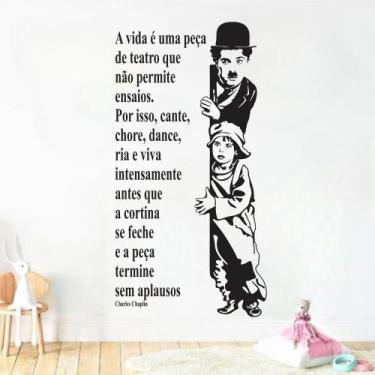 Imagem de Adesivo de Parede Frase Motivacional Charles Chaplin Teatro - Adesivos