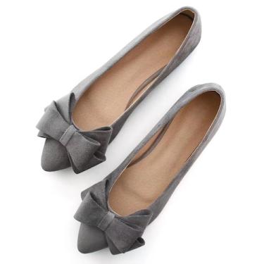 Imagem de Sapatos rasos TN TANGNEST Women Fashion Bowknot Grey Tamanho 44 (10,5)