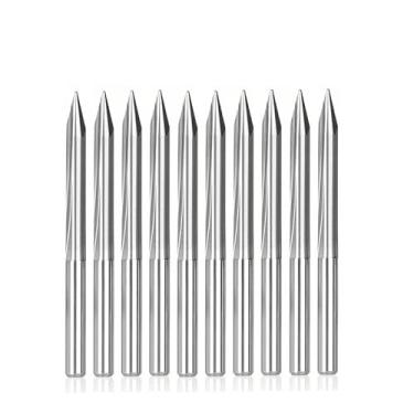 Imagem de WZFC Brocas de gravação, fresas de extremidade de carboneto em V retas, fresa CNC com haste 3.175, 10 peças, 45 x 0,3