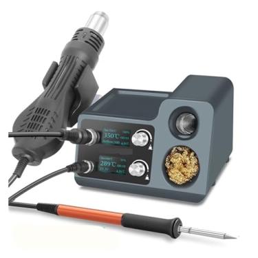 Imagem de Estação de dessoldagem de solda, estação de solda com pistola de ar quente T12 Display digital OLED portátil BGA 72W Retrabalho estação de solda ferramentas de reparo aquecimento rápido (cor: 3 pont