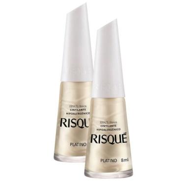 Imagem de Kit 2 Esmalte Risqué Cintilante Platino com 8ml