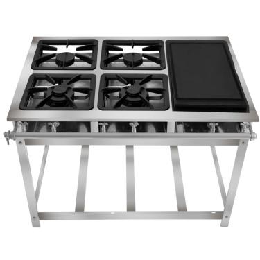 Imagem de Fogão Industrial 4 Bocas com Chapa P5 em Aço Inox Leona