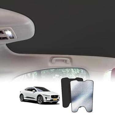 Imagem de Guarda-sol dobrável para teto solar compatível com acessórios Jaguar I-Pace, proteção solar refletiva de calor e UV para acessórios Jaguar Toldo de teto sem lacuna (preto)