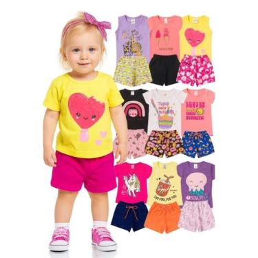 Imagem de Kit Verão Infantil Feminino  10 Peças 5 Conjuntos Tamanho 01 ao 14 Ano