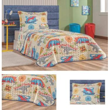 Imagem de Colcha Kids Infantil Menino Bout Dinossauro com 2 Pcs - DUCASA ENXOVAI