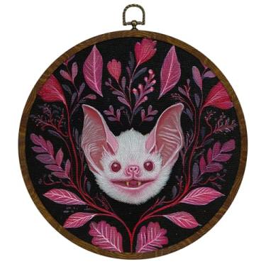 Imagem de KLYTINK Decoração de parede redonda de corvo gótico emoldurado 25 x 25 cm, arte de parede em tela vintage de corvo escuro, decoração de parede estética para decoração de porta de quarto e sala de