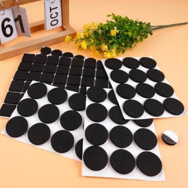 Imagem de Almofadas de feltro para móveis 182 peças - autoadesivas, almofadas de perna de cadeira cortáveis, protetores de piso antiarranhões para pés de móveis, almofadas de feltro preto para pisos de madeira