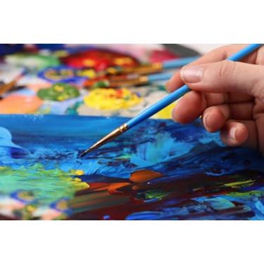 Imagem de Conjunto de pincéis de tinta com 50 peças de nylon para cabelos pequenos, pincéis planos para pintura acrílica, óleo, aquarela, unhas, artista, rosto, artesanato, kits, azul