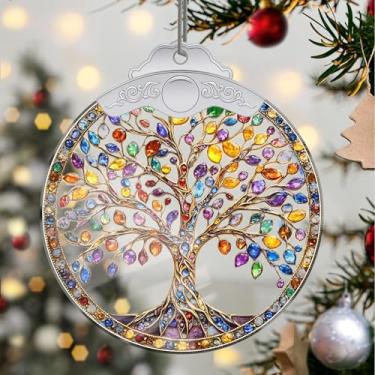 Imagem de Enfeites de Natal, árvore de cristal, enfeites de árvore de Natal feitos à mão, decoração de carro e casa - presentes de Natal, decoração de artesanato em acrílico, ideias de troca de presentes para