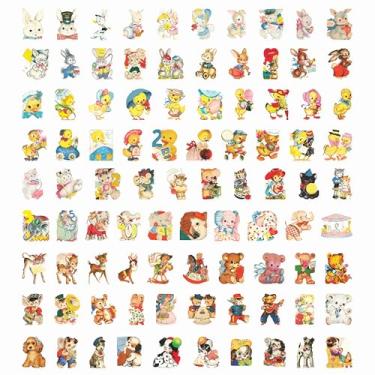 Imagem de 100 peças de adesivos vintage para scrapbook - Mini adesivos decorativos versáteis para cadernos, bolsas, vidro, decorações de férias, kits de artesanato faça você mesmo, estética, animal