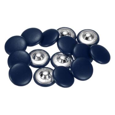 Imagem de Generic 15 botões revestidos de couro 40L 25 mm haste de metal botões de costura redondos para ternos de noiva, blusas de vestido, artesanato, azul marinho
