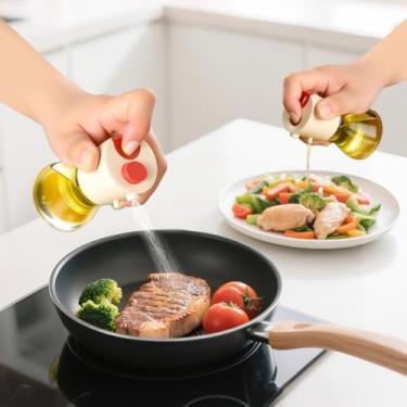 Imagem de Pulverizador de óleo 2 em 1 para cozinhar, dispensador de óleo de 80 ml para cozinha, frasco dispensador de azeite de oliva para utensílios de cozinha, fritadeira a ar, salada, churrasco (branco)