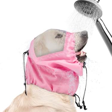 Imagem de Touca de chuveiro de cachorro, proteção de orelha ajustável para natação à prova d'água para banho, chapéu de chuva para suprimentos de chuveiro de animais de estimação (rosa)