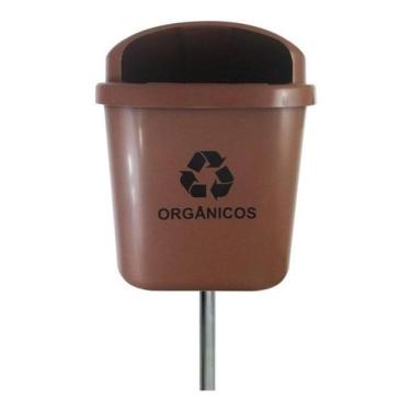 Imagem de Cesto Individual Lixeira Coleta Seletiva 40 Litros Com Poste