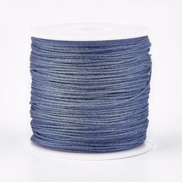 Imagem de Cordão de nylon para pulseiras, 49 metros de 1 mm, cordão de nó chinês, fio de contas, cor azul escuro, cordão decorativo para artesanato para fazer joias de macramê faça você mesmo, confecção de