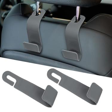 Imagem de Hovom 2 ganchos de encosto de cabeça para assento de carro, gancho de couro para carros, gancho de suporte para bolsa de compras, bolsa de mão, guarda-chuva, organizador de armazenamento de assento de
