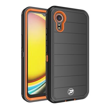 Imagem de Wireless PROTECH Capa compatível com Samsung Galaxy XCover 7 modelo SM-G556B, capa robusta de camada tripla TPU e policarbonato forrada (preta/laranja)