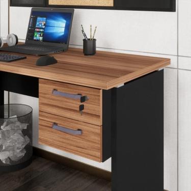 Imagem de Gaveteiro Para Mesa De Escritório 33cm Com Chave 2 Gavetas Multimóveis Cr25304 Sevilha Preto