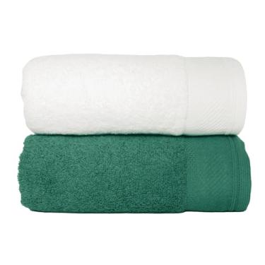 Imagem de Kit 2 Toalhas de Banho Grandes e Macias 100% Algodão Premium Eleganz 530g Alta Absorção e Conforto (Branco e Alpes)