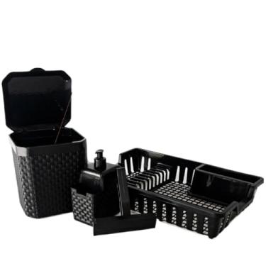 Imagem de Kit Cozinha Completa 4 em 1 – Escorredor de Louça + Lixeira de Pia 5L + Porta Detergente + Rodinho de Pia – Organização e Praticidade