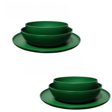Imagem de ogo de 3 Pratos Resistente Linha Colours – Variedade de Cores, Livre de BPA e Uso no Micro-ondas | Prato Raso, Fundo e Bowl Modernos(Kit 2 jogos de pratos/Verde Ba)