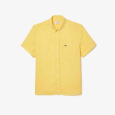 Imagem de Camisa de Manga Curta em Linho - LACOSTE, Giallo 2, 45