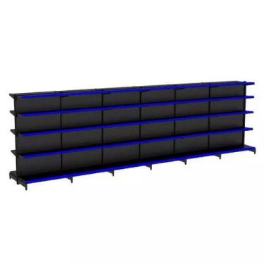 Imagem de Gondola Centro 170 Fit Ate 6 Metros Preto 60 Bandeja Pe Azul - AMAPÁ